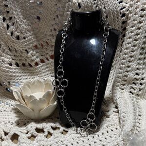 Women’s  Super Long Chunky Silver Tone Link Necklace - Sleek Chain Statement